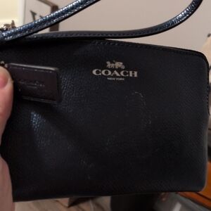 Coach Midnight Blue Leather Wristlet
